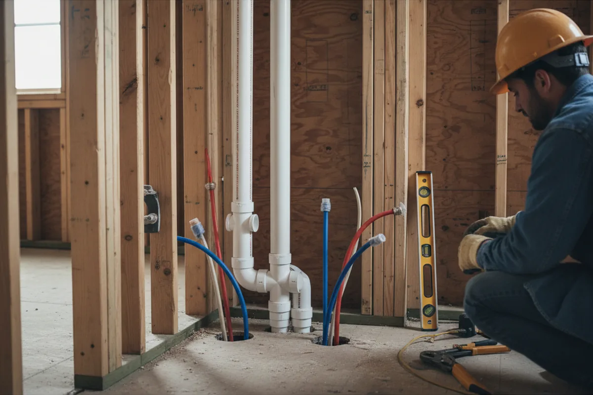 Drain and supply rough-in during Sump Pump Repair in Stockton